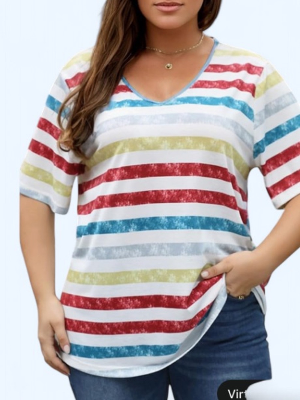 Plus Size  Tops for Women's over sized Summer Basic V- neck